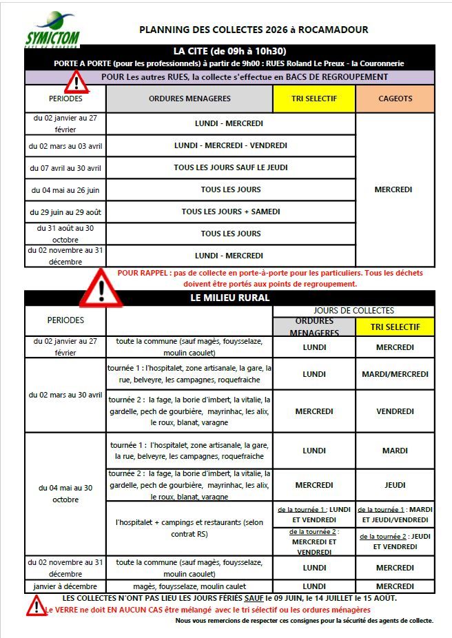 Planning des collectes